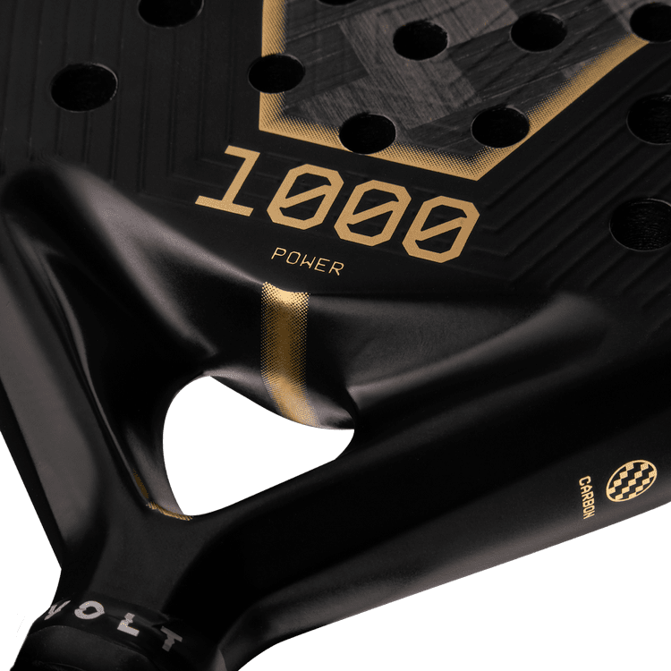 Close-up of the Volt 1000 v5: gold 1000 Power lettering on black carbon